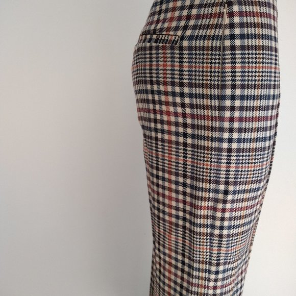 Contemporary Cropped Plaid pants size 4  versatile both casual or chic cream - Picture 3 of 11